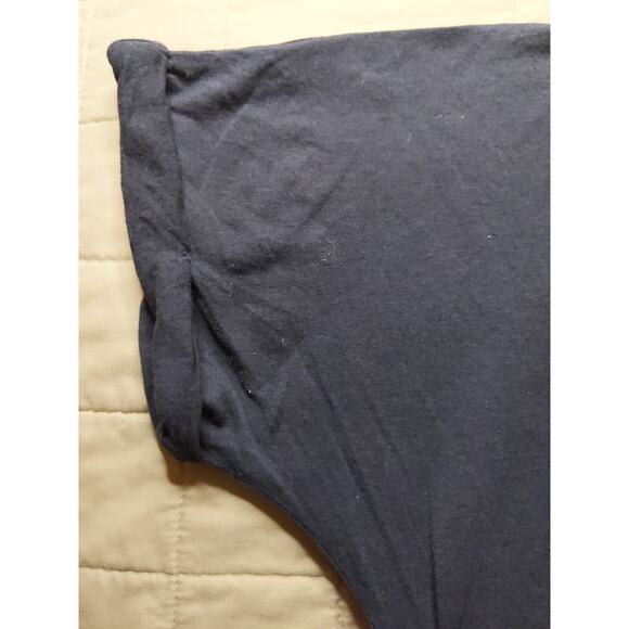 Vince Womens Medium Tunic Top Navy Cotton Short Sleeve Long Length Basic - Picture 7 of 9